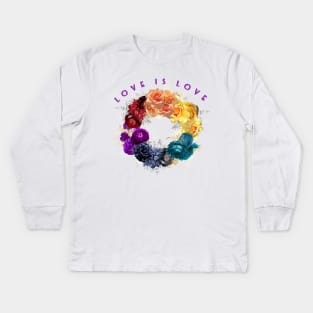 Love is Love - Rainbow wreath - LGBTQ Kids Long Sleeve T-Shirt